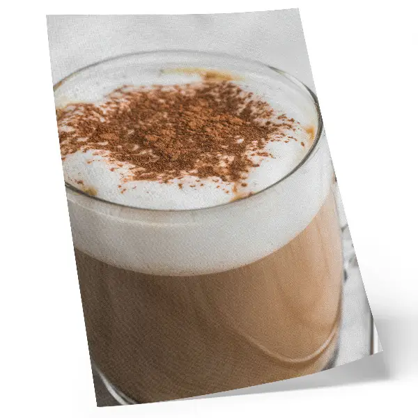 Decorative poster coffee with foam in warm harmonious colors