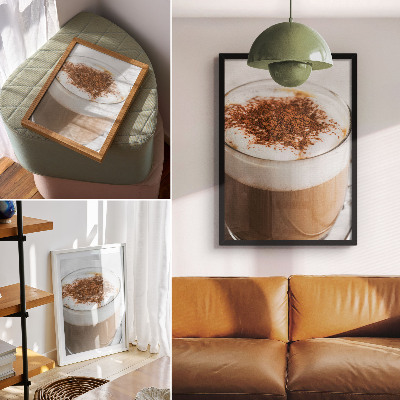 Decorative poster Coffee with foam, warm colors, harmony