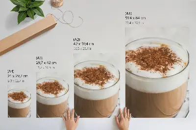 Decorative poster coffee with foam in warm harmonious colors