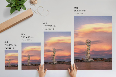 Art print Modern tower pastel sky sunset