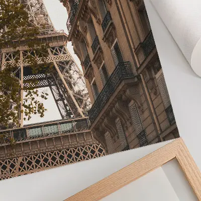 Premium wall art Eiffel Tower architecture with trees in warm colors