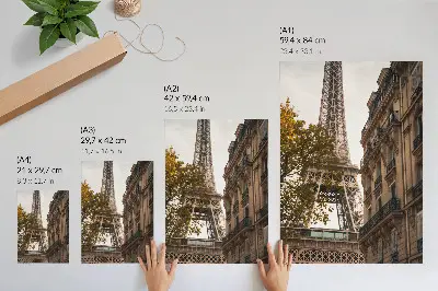 Premium wall art Eiffel Tower architecture with trees in warm colors