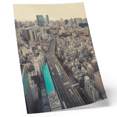 Decorative poster Panorama of the city, tall buildings, road