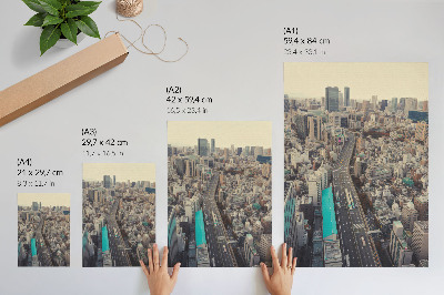 Decorative poster Panorama of the city, tall buildings, road