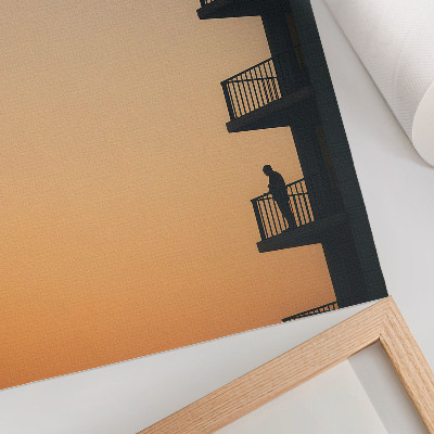 Premium wall art Sunset, silhouette of a building, peace