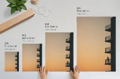 Premium wall art sunset silhouette of a building with a peaceful vibe