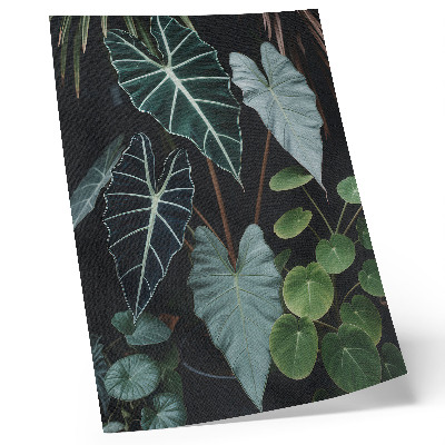 Premium wall art Green leaves contrast dark background modern