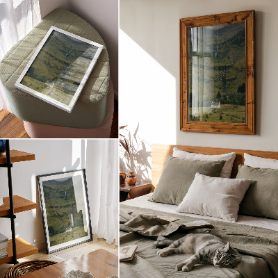 Premium wall art Green hills, picturesque cottage, peaceful atmosphere