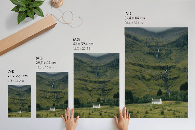 Premium wall art Green hills, picturesque cottage, peaceful atmosphere