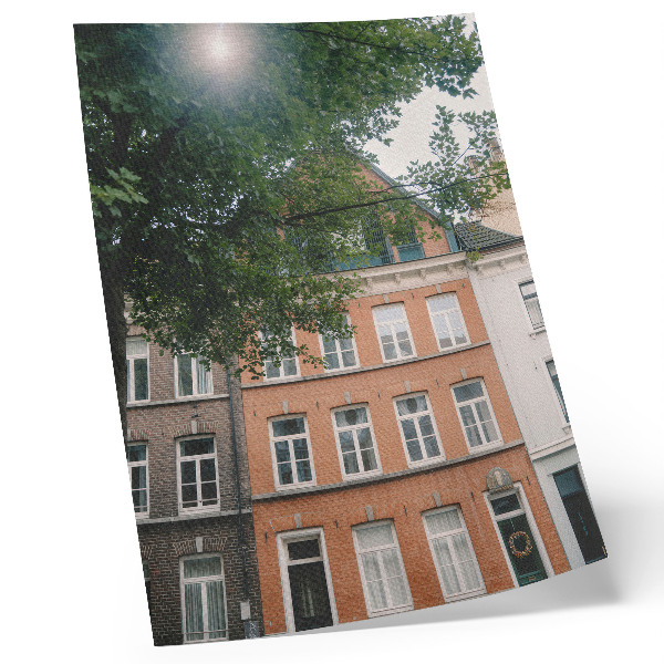 Premium wall art Colorful facades, green trees, sun in the sky