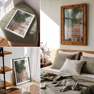Premium wall art Colorful facades, green trees, sun in the sky