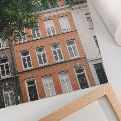 Premium wall art Colorful facades, green trees, sun in the sky