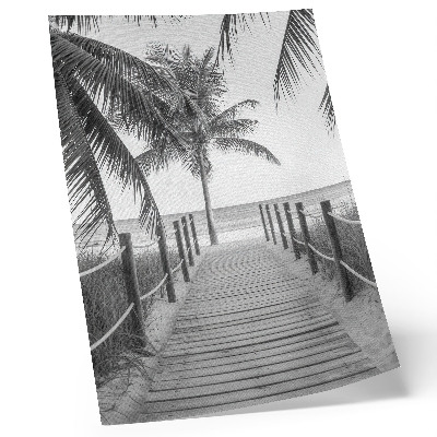 Art print Tropical jetty, palm trees, sand, endless horizon