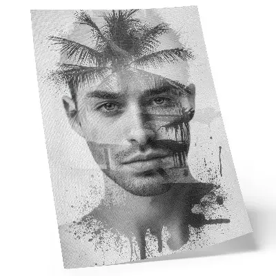 Premium wall art featuring an impressive minimalist man's face