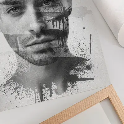 Premium wall art featuring an impressive minimalist man's face