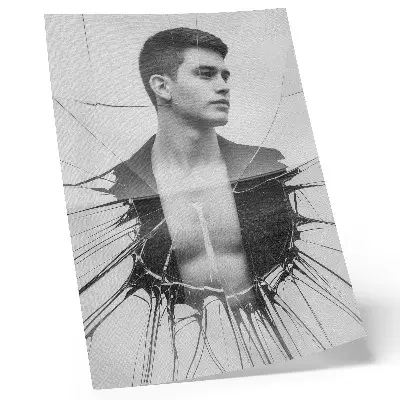 Decorative poster black and white portrait with glass effect