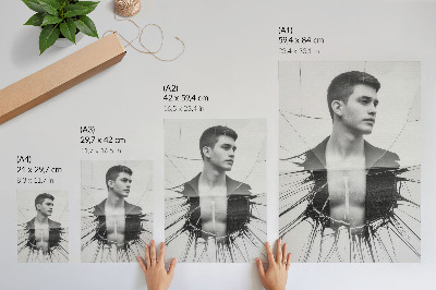 Decorative poster Black and white portrait with a glass effect