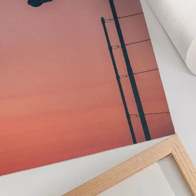 Art print minimalist lamp with a romantic sunset design