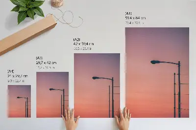 Art print minimalist lamp with a romantic sunset design