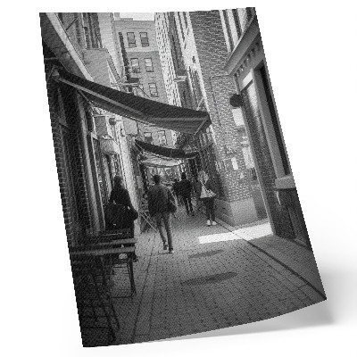 Premium wall art Black and white narrow street brick urban facades