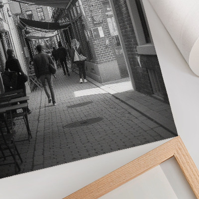 Premium wall art Black and white narrow street brick urban facades