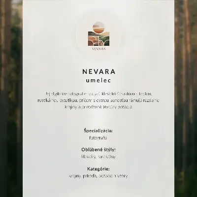 Decorative poster featuring a simple forest scenery with tall forest symmetry