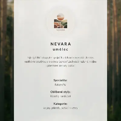 Decorative poster featuring a simple forest scenery with tall forest symmetry