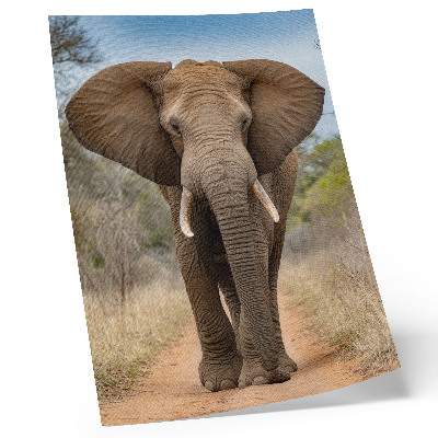 Decorative poster Elephant on a path in an African landscape