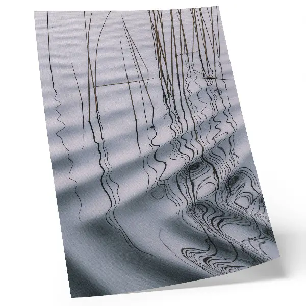 Poster minimalist motif with waves and lines on water