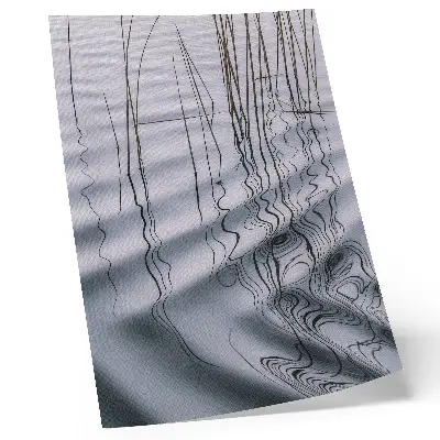 Poster minimalist motif with waves and lines on water