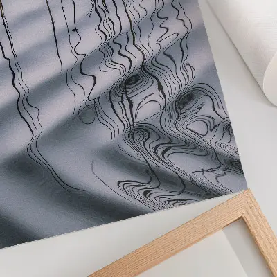 Poster minimalist motif with waves and lines on water