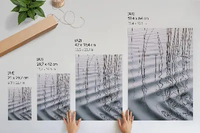 Poster minimalist motif with waves and lines on water