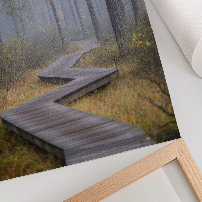 Premium wall art A wooden path among trees in the fog