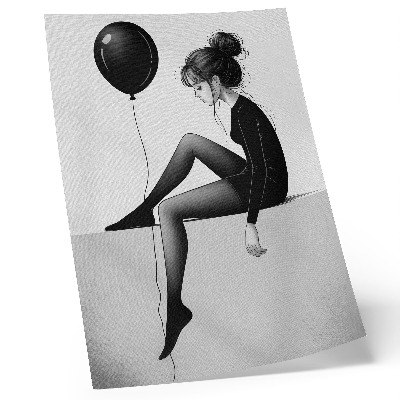 Decorative poster Figure on the edge with a balloon emotional reflection