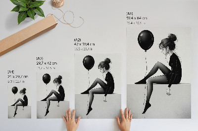 Decorative poster Figure on the edge with a balloon emotional reflection