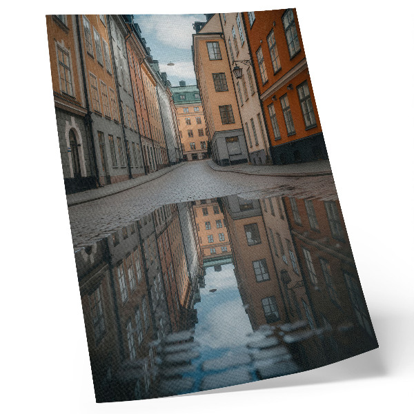 Poster Historic tenement houses with a pool in a modern style