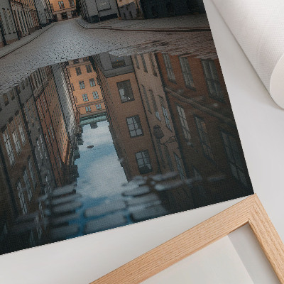 Poster Historic tenement houses with a pool in a modern style