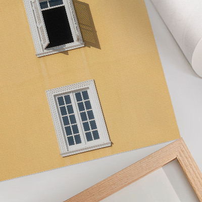 Art print Yellow facade, three windows, symmetry, simplicity