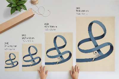 Poster Blue tape beige background dynamic figure