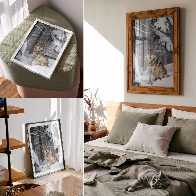 Decorative poster Wolf in the winter forest nature silence elegance