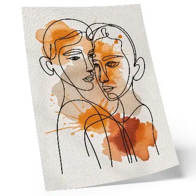 Poster face outline with orange spots in a modern style