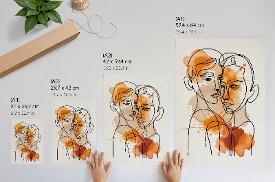 Poster Face outline orange spots modern style
