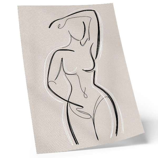 Premium wall art A minimalist silhouette of a woman on a beige background