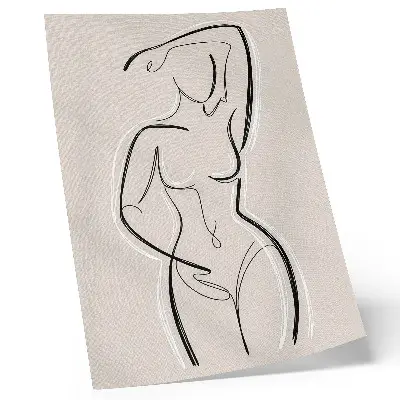 Premium wall art minimalist silhouette of a woman on a beige background