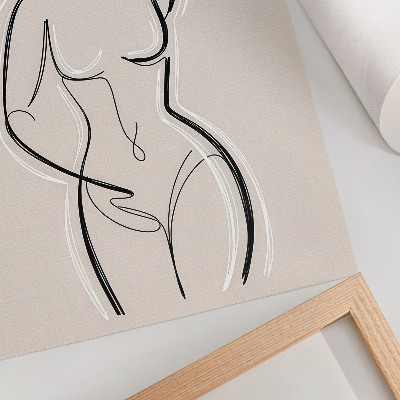Premium wall art A minimalist silhouette of a woman on a beige background