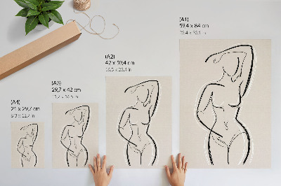 Premium wall art A minimalist silhouette of a woman on a beige background