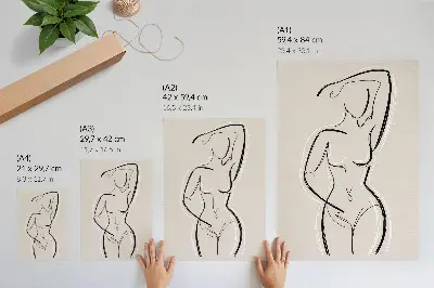 Premium wall art minimalist silhouette of a woman on a beige background