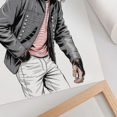 Art print Stylish chimpanzee in a contrast graphic jacket