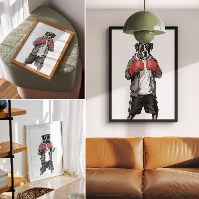 Premium wall art Boxer dog boxing gloves sporty style