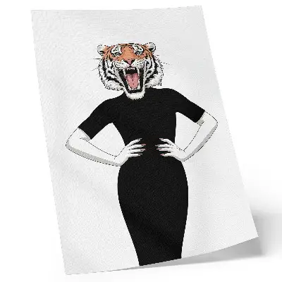 Surrealism tiger and dress art poster surrealist tiger and dress combination